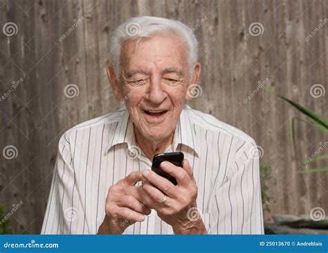 Old man using smart phone stock photo. Image of messaging - 25013670