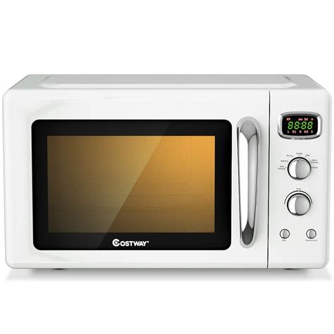 Costway 0.9Cu.ft. Retro Countertop Compact Microwave Oven 900W 8 Cooking Settings White ...