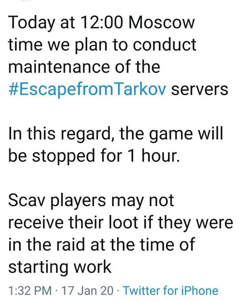 Escape from Tarkov servers down for scheduled maintenance - DigiStatement