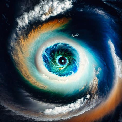 A View of the Eye of a Cyclone from Space, Generative AI Stock Illustration - Illustration of ...