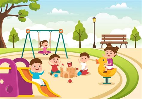 Best Child playing in Playground Illustration download in PNG & Vector format