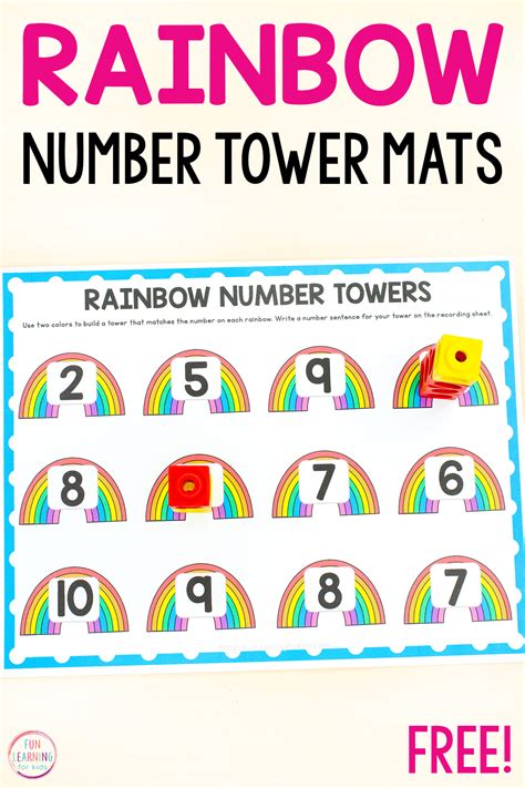 Rainbow Number Towers Free Printable Math Activity