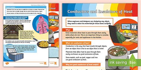 Conductors and Insulators of Heat Fact File (teacher made)