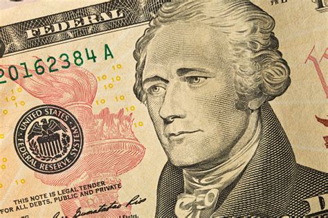 Closeup Of Us Ten Dollar Bill With Alexander Hamilton Stock Photo - Download Image Now - iStock