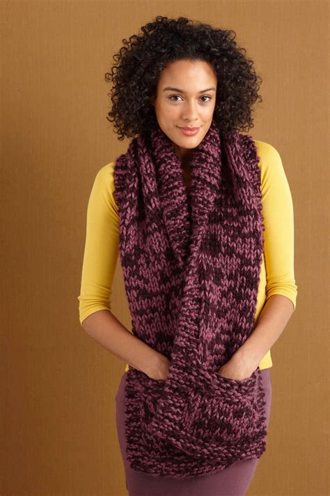Pocketed October Scarf in Lion Brand Wool-Ease Thick & Quick - 80906B | LoveCrafts | Scarf ...