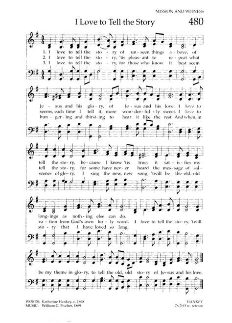 Chalice Hymnal 480. I love to tell the story | Hymnary.org