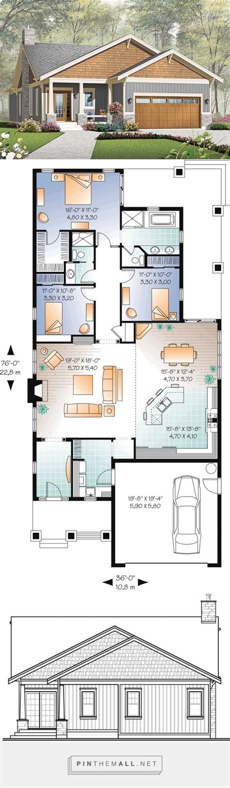 Craftsman Style with 3 Bed, 2 Bath, 2 Car Garage | Craftsman style ...