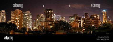 Vancouver skyline at night Stock Photo - Alamy