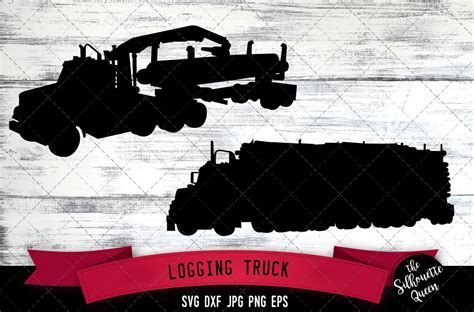 Logging Truck Silhouette Cut Vector | Transportation Illustrations ~ Creative Market