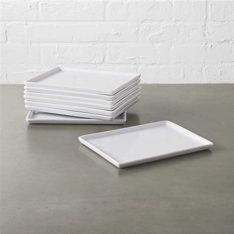 Cuatro Rectangular White Serving Platter Small Set of 8 + Reviews | CB2