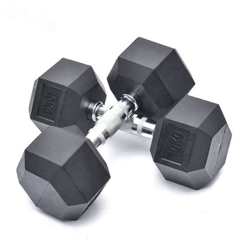 hexagonal dumbbells 10kg, hexagonal rubber dumbbells 10kg, hexagonal dumbbells set