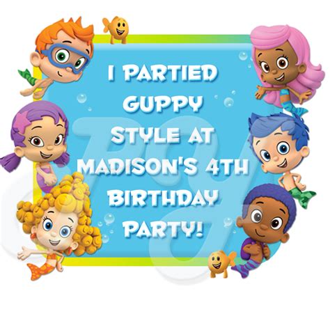 Bubble Guppies personalized party favor