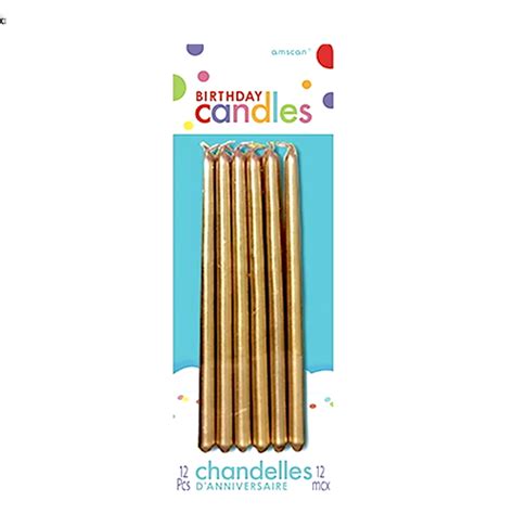 Long Gold Birthday Candles 12ct - Party Store Miami FL | Same Day Delivery