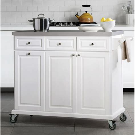 SJ Collection Buckhead Portable Kitchen Island Cart Cabinet on Wheels w ...