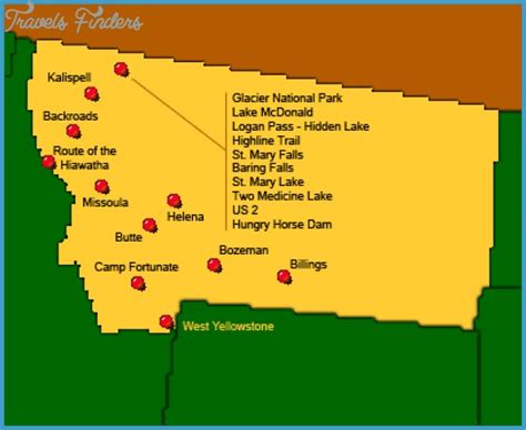 Montana Map Tourist Attractions - TravelsFinders.Com