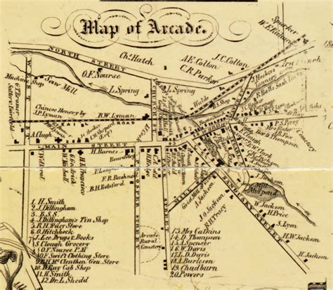 Arcade Village, New York 1853 Old Town Map Custom Print - Wyoming Co ...