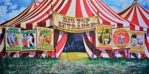 an image of a circus tent with clowns on it