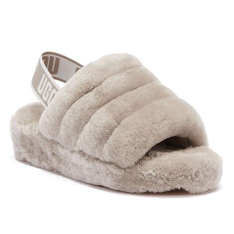 UGG Rubber UGG Fluff Yeah Womens Light Grey Slippers in Gray - Lyst