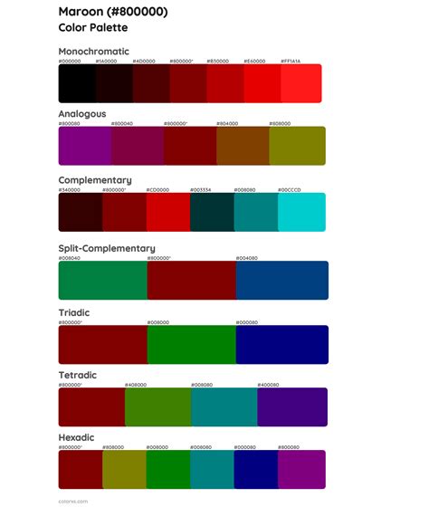 Maroon color palettes - colorxs.com