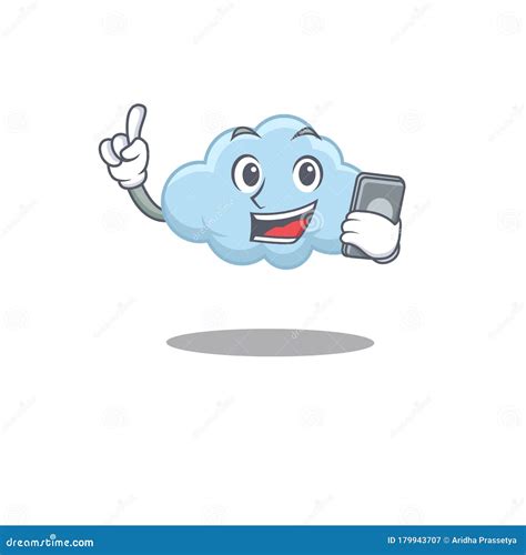 Blue Cloud Cartoon Character Speaking on Phone Stock Vector - Illustration of mascot, happy ...