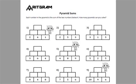 Number Pyramids | Printable Worksheets | Easy to Genious