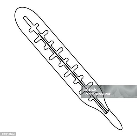 Termometer Air Raksa Sketsa Perangkat Untuk Mengukur Suhu Tubuh Ilustrasi Vektor Garis Besar ...