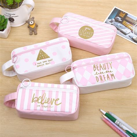 Portable stationery pencil case powder mesh Japan creative capacity pencil box-in Pencil Cases ...