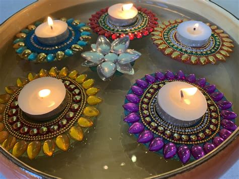 Floating Diyas 4 Floating Candle Holder Diwali Decor Mehndi | Etsy in 2021 | Floating candle ...