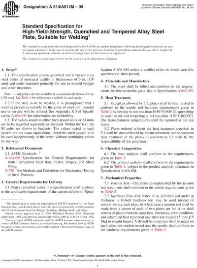 ASTM A514/A514M-05 - Standard Specification for High-Yield-Strength ...