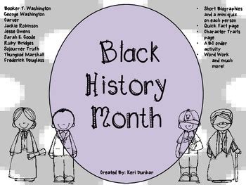 Black History Month (short biographies, mini quiz, character traits, etc.)