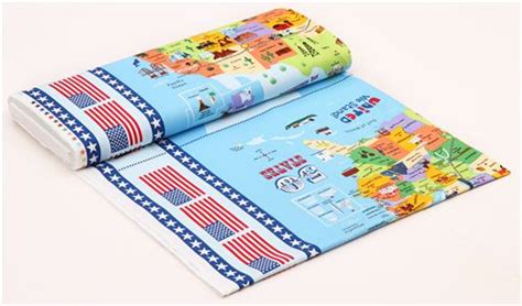 USA map American flag panel fabric by Timeless Treasures USA - Fabric ...