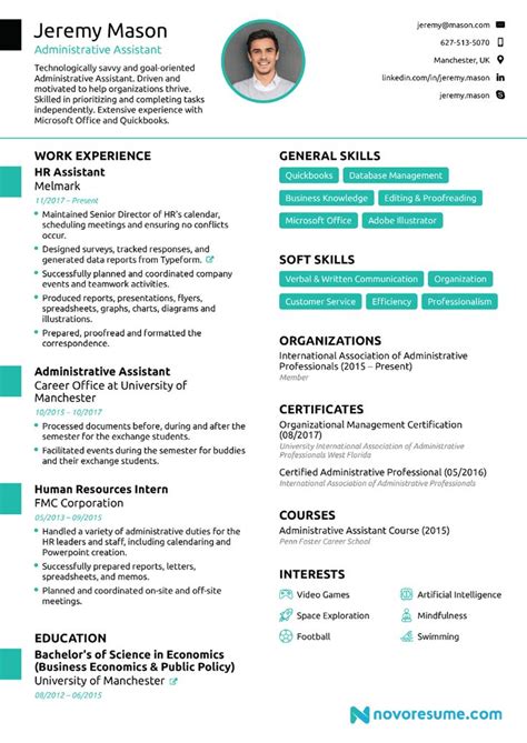 a professional resume template with green accents and blue trimmings on the front page