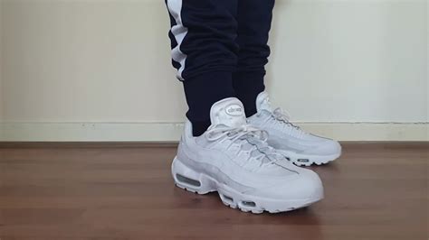 Nike Air Max 95 Essential Triple White - On Foot - YouTube