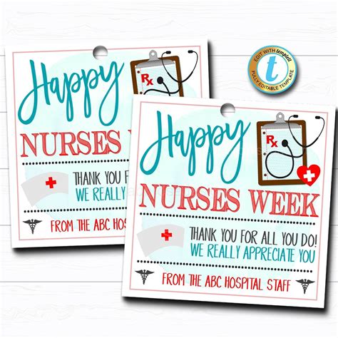 Nurse Appreciation Gift Tag - Thank You Frontlines Worker - Medical Hospital Staff Doctor Gift ...