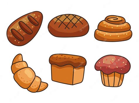 Premium Vector | Different bread pastry products food design element set