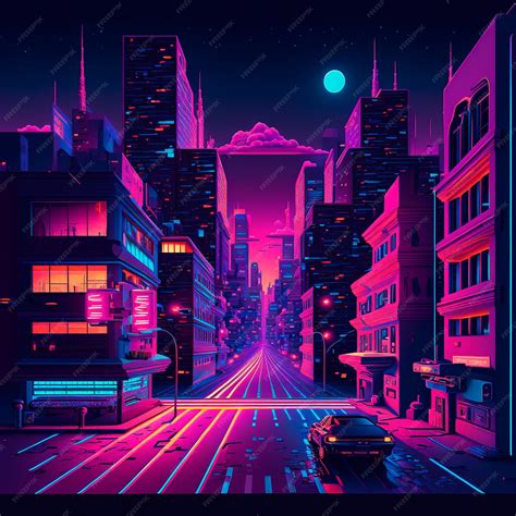 Premium Photo | Cartoon image of a cyberpunk street