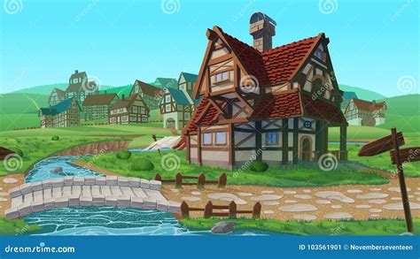 A High Quality Horizontal Seamless Background - Village. Stock Vector - Illustration of fachwerk ...