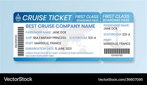 Cruise boarding pass design template ferry boat Vector Image