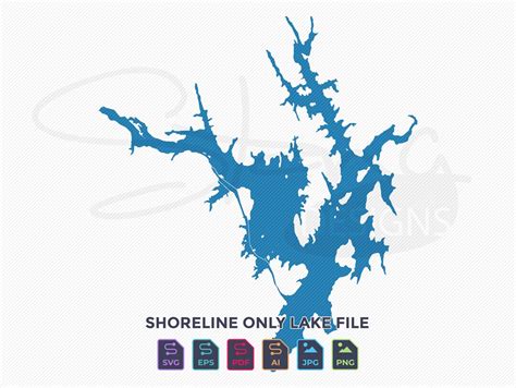 Badin Lake NC Shoreline Only Map Single Layer Svg Pdf Ai Eps Png Jpg ...