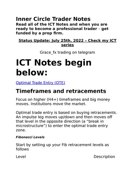 Ict note - forex trading on ict - Inner Circle Trader Notes Read all of the ICT Notes and when ...