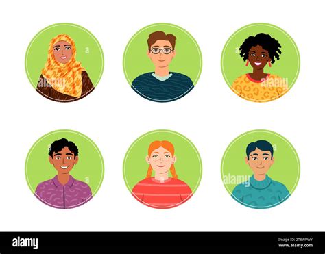 Six young diverse people, portraits, avatars Stock Vector Image & Art ...