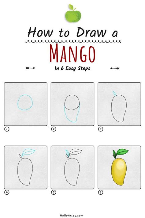 Mango Drawing for Kids (6 STEPS!) Easy Mango Drawing Lesson for Kids ...