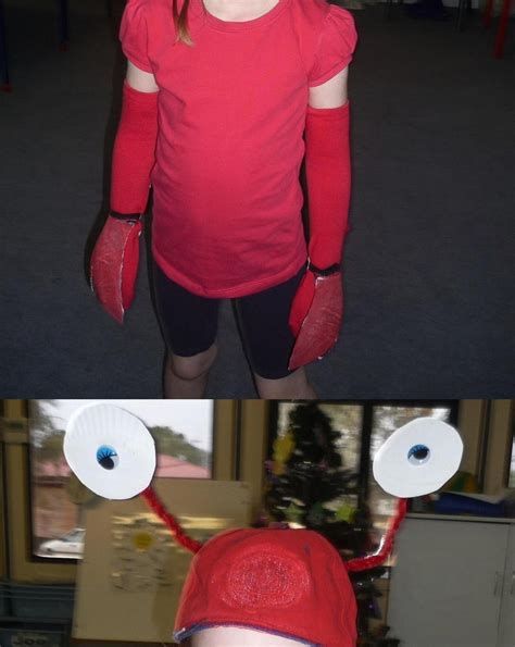 crab costume with cardboard | crab red tshirt and sock arms crab pinchers made from Theatre ...