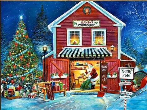 5D Diamond Painting Santa's Workshop North Pole Kit - Bonanza Marketplace