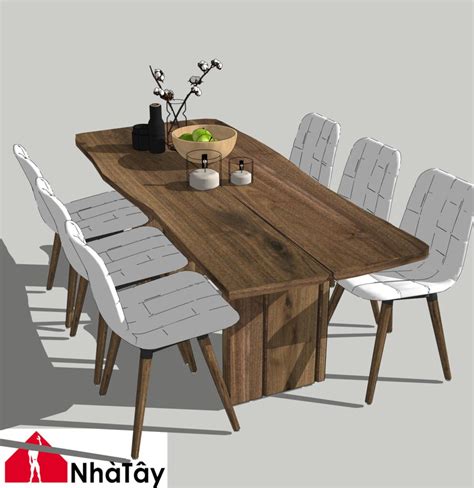 4831 Dining Table And Chair Sketchup Model Free Download