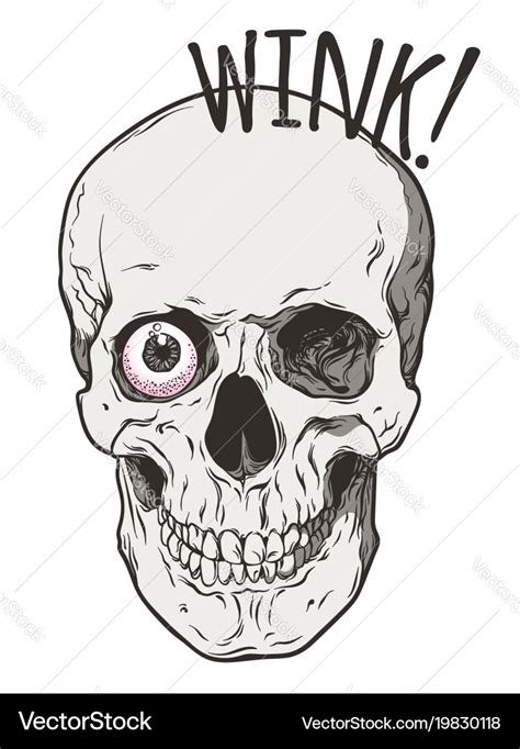 Human skull winks with one eye comic art style Vector Image