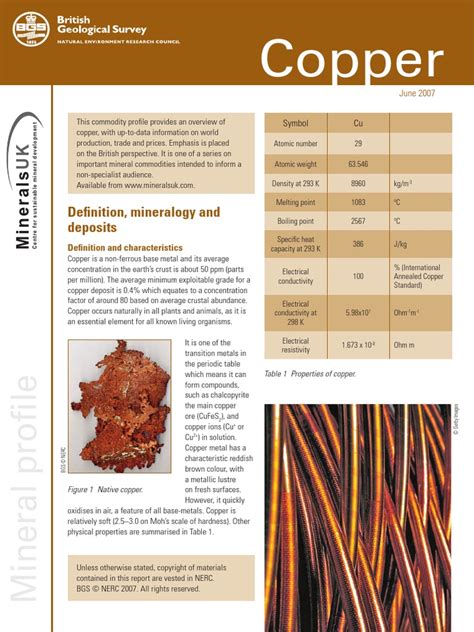 Copper: Definition, mineralogy and deposits | Copper | Rock (Geology)