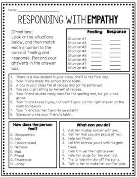 Empathy Worksheets - Free! by CounselorChelsey | Teachers Pay Teachers | Social skills lessons ...