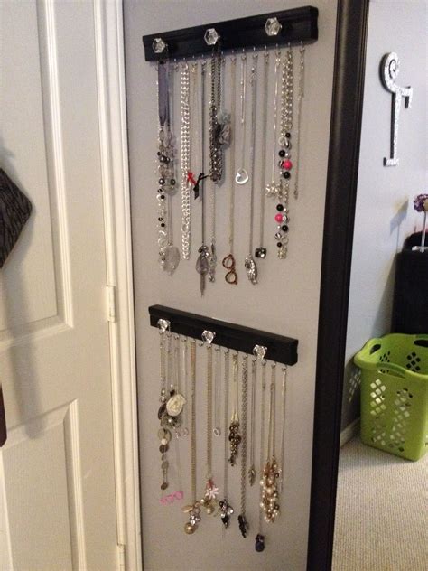 Necklace organizer Hanging Necklace Organizer, Wall Mount Jewelry Organizer, Necklace Storage ...