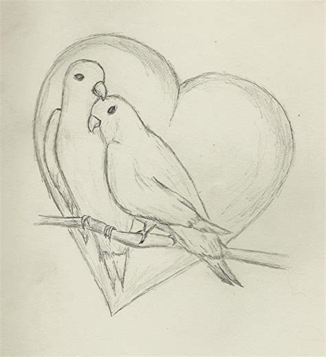 Pencil Drawing Love Birds - bestpencildrawing